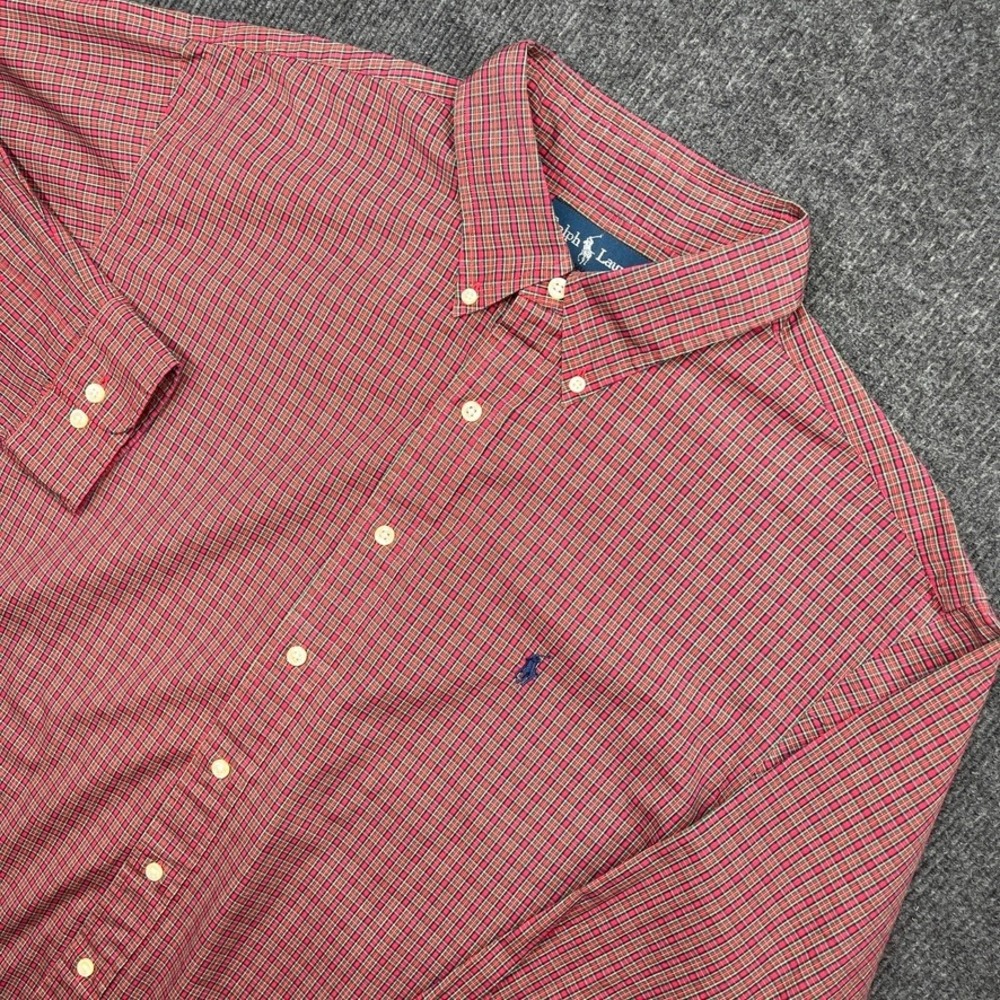 Ralph Lauren Classic Fit Plaid Shirt Red Green Blue 17.5‎ 32/33 Preppy XL